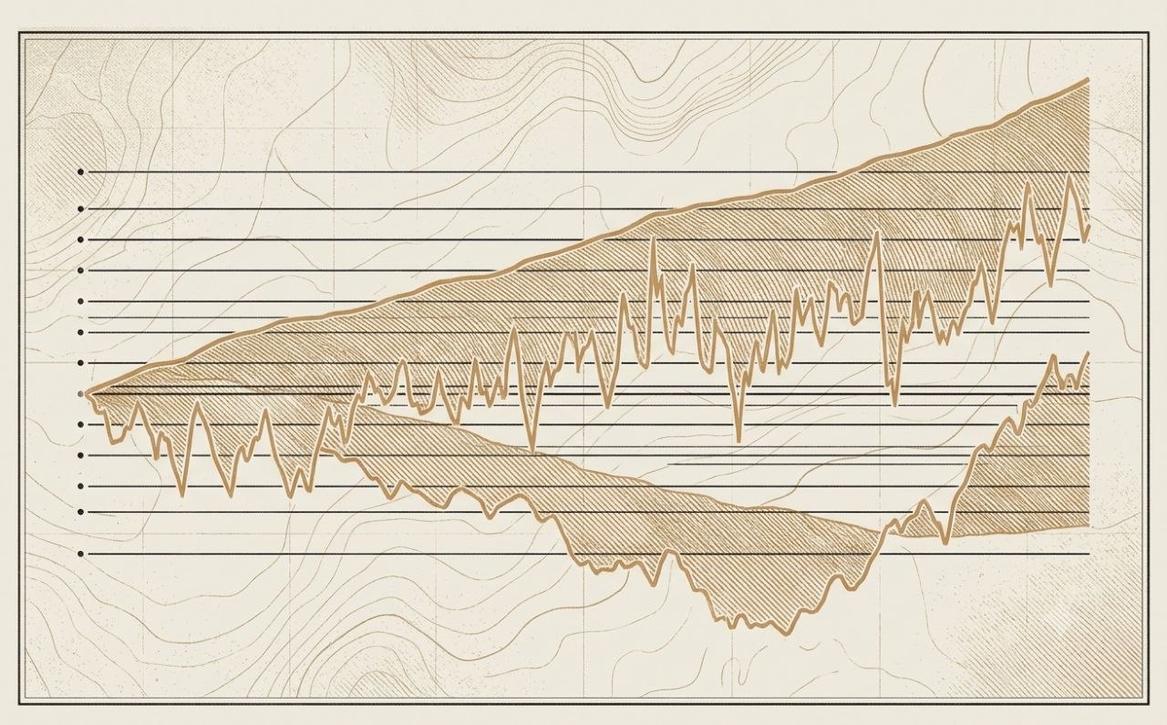 Engraved archive plate showing cumulative paths over time